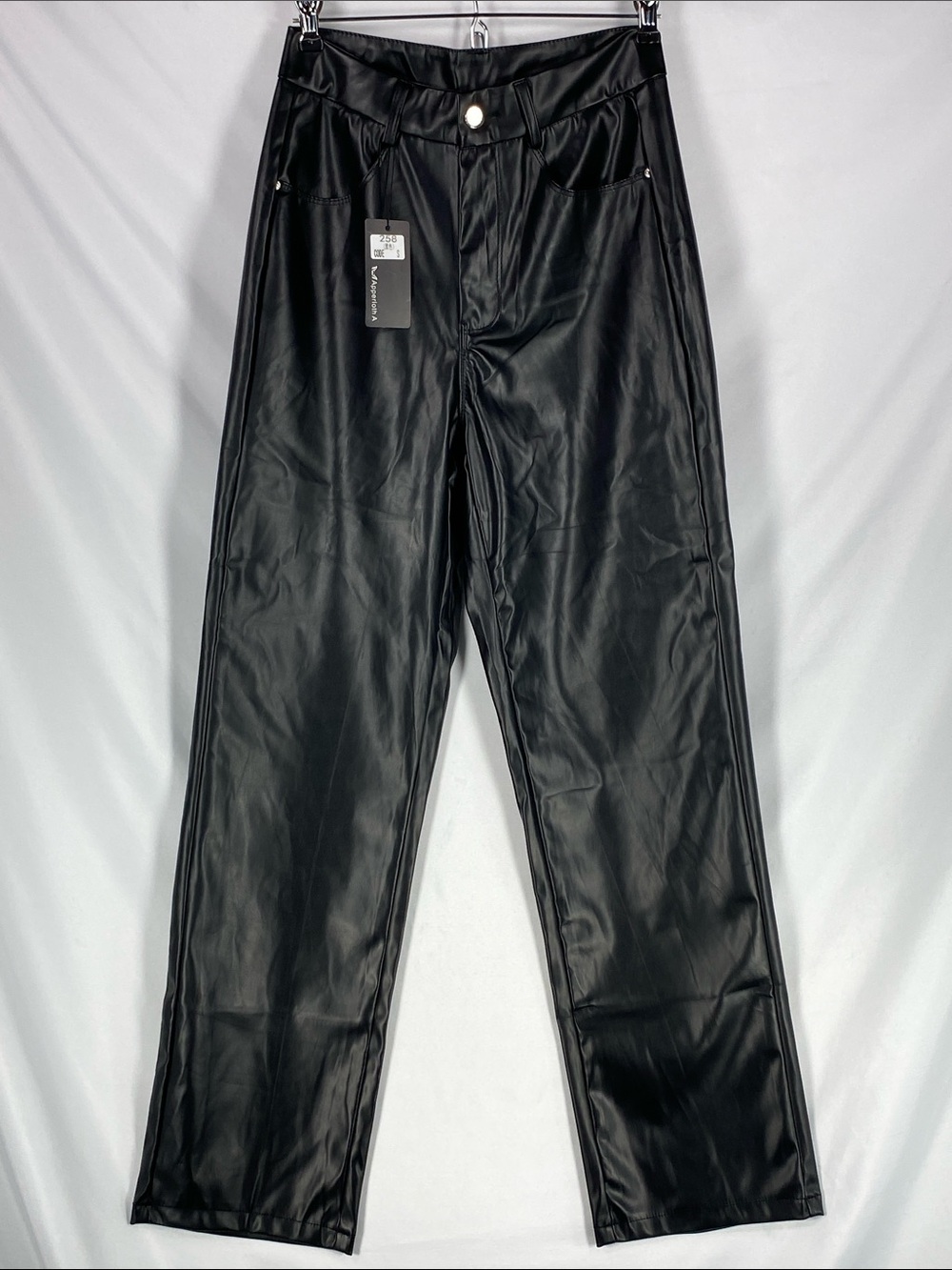 Apperloth A Black Faux Leather Straight Leg Pants Size S NWT
